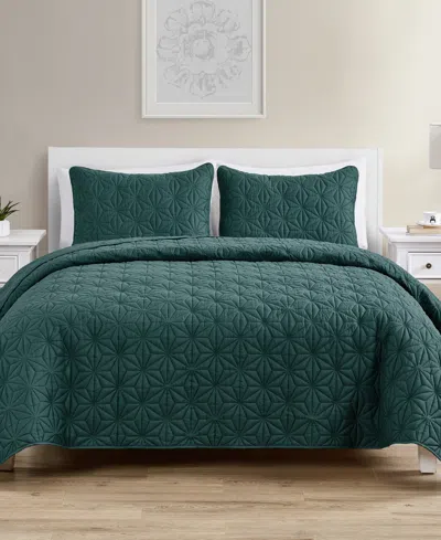 Vcny Home Kaleidoscope 3-pc. Full/queen Quilt Set In Green