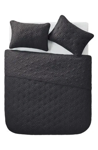 Vcny Home Kaleidoscope Embossed Geometric Quilt 3-piece Set In Grey