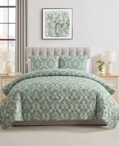 Vcny Home Mason Floral 3 Pc. Quilt Sets In Green