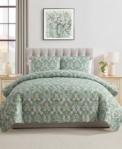 Vcny Home Mason Floral 3-pc. Quilt Set, King In Green