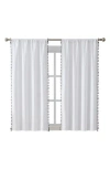 Vcny Home Meg Set Of 2 Pompom Trim Curtain Panels In Grey/white