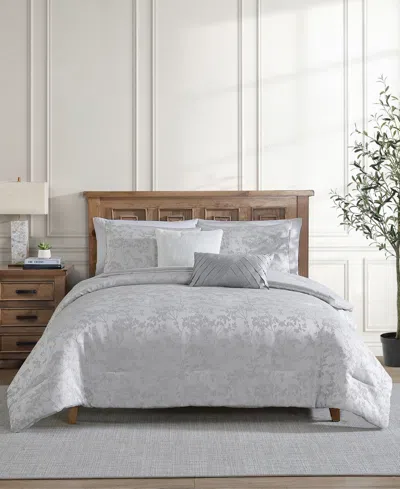 Vcny Home Nikka Jacquard Floral 5-pc. Comforter Set, Queen In Gray