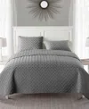 Vcny Home Nina 3-piece Embossed King Quilt Set In Gray