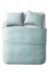 Vcny Home Nina Embossed Basketweave Quilt Set In Blue