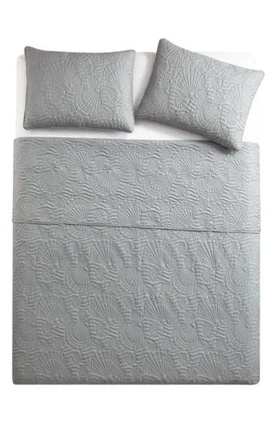 Vcny Home Ocean Solid 3-piece Quilt Set In Grey