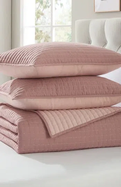 Vcny Home Pickstitch 3-piece King Quilt Set In Rose