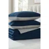 Vcny Home Pickstitch 3-piece Queen Quilt Set In Blue