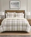 Vcny Home Plaid Brushed Flannel And Sherpa 3-pc. Comforter Set, King In Beige