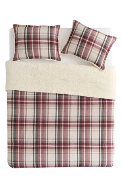 Vcny Home Plaid Flannel & Faux Shearling 3-piece Comforter & Shams Set In Multi