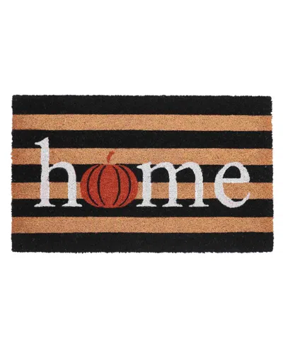 Vcny Home Pumpkin Stripe Halloween Coir Outdoor Doormat, 18" X 30" In Multi