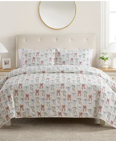 Vcny Home Ribbon Pinsonic 2-pc. Quilt Set, Twin In Neutral