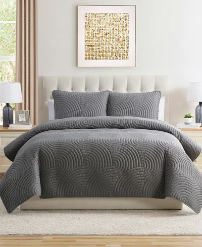 Vcny Home Sands 3-piece Curved Quilt Set, King In Gray