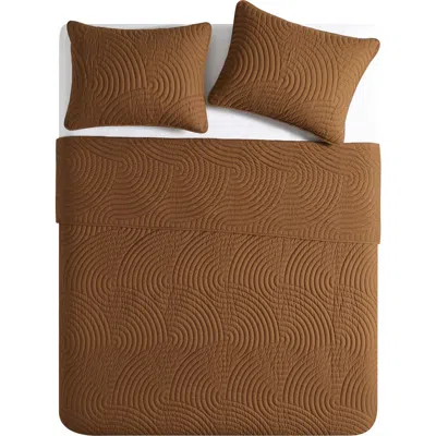 Vcny Home Sands Curved 3-piece Quilt Set In Orange