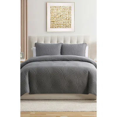 Vcny Home Sands Curved 3-piece Quilt Set In Grey