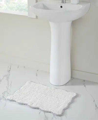 Vcny Home Scallop Cotton Bath Rug, 17" X 24" In Gray