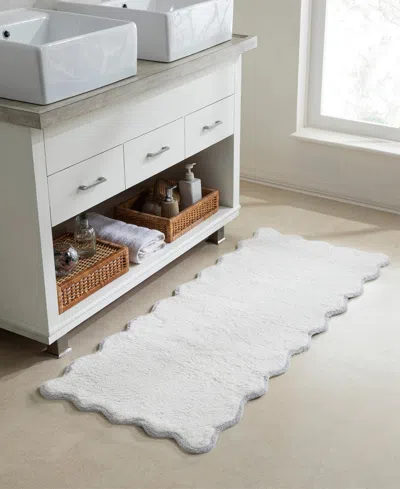 Vcny Home Scallop Cotton Bath Runner, 24" X 60" In White