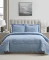 Vcny Home Scallop Microfiber 3-pc. Quilt Set, Full/queen In Blue