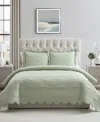 Vcny Home Scallop Microfiber 3-pc. Quilt Set, Full/queen In Green