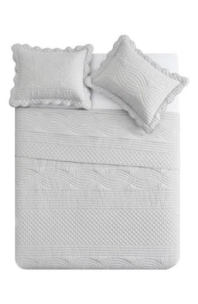 Vcny Home Scallop Microfiber Quilt Set In Gray