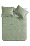 Vcny Home Scallop Microfiber Quilt Set In Green