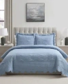 Vcny Home Scallop Microfiber Quilt Sets In Blue