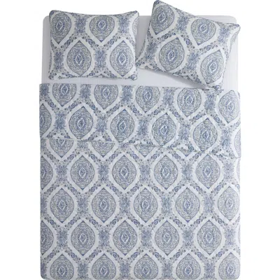 Vcny Home Sea Damask 3-piece Quilt Set In Blue/multi