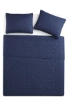 Vcny Home Seashell Solid 3-piece Quilt Set In Navy