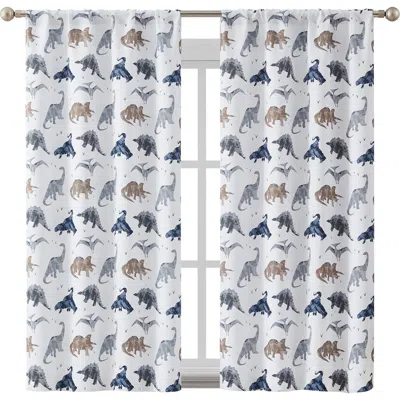 Vcny Home Set Of 2 Dino Print Darkening Curtain Panels In Blue