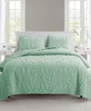 Vcny Home Shore Embossed 3-piece Quilt Set, Queen In Green
