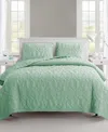 Vcny Home Shore Embossed 3-piece Quilt Set, Queen In Green
