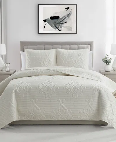 VCNY HOME SOLOMUN PINSONIC DAMASK 3-PC. QUILT SET, FULL/QUEEN