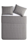 Vcny Home Square Solid 3-piece Quilt Set In Dark Grey