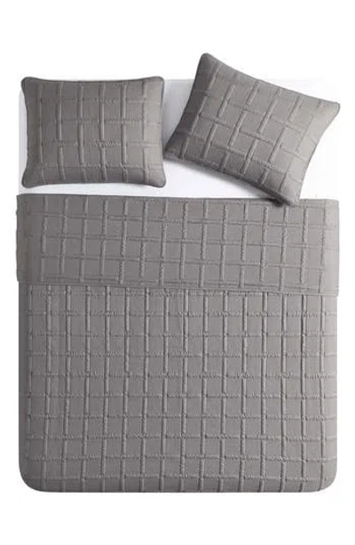 Vcny Home Square Solid 3-piece Quilt Set In Dark Grey