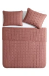 Vcny Home Square Solid 3-piece Quilt Set In Rose
