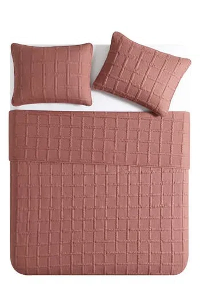 Vcny Home Square Solid 3-piece Quilt Set In Rose
