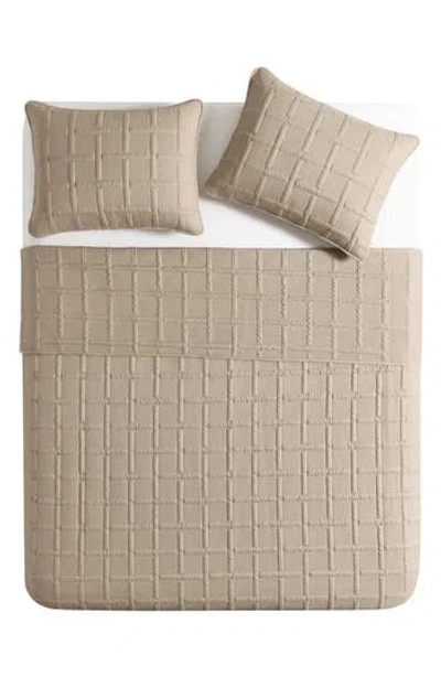 Vcny Home Square Solid 3-piece Quilt Set In Taupe