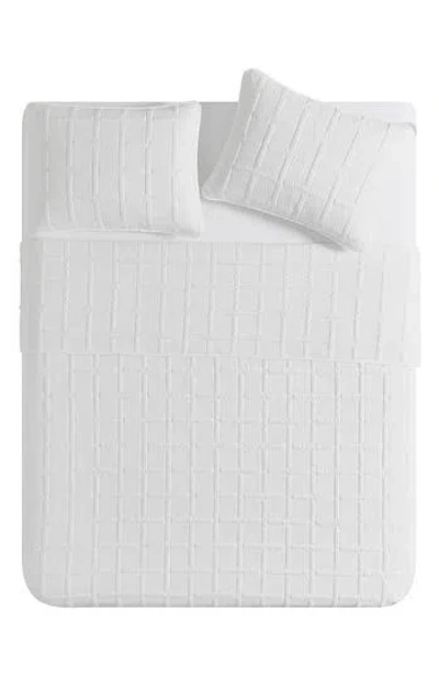 Vcny Home Square Solid 3-piece Quilt Set In White
