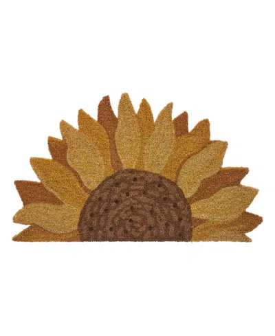 Vcny Home Sunflower Half Circle Outdoor Coir Doormat, 18" X 30" In Brown