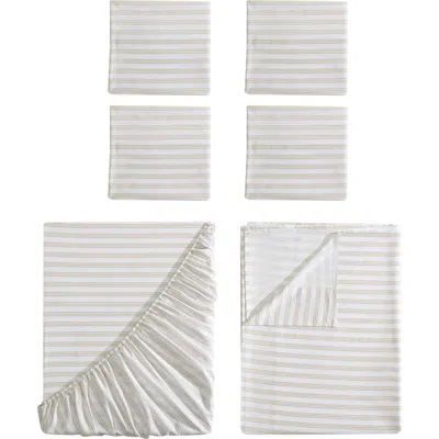 Vcny Home Sydney Ticking Stripe 6-piece King Sheet Set In White