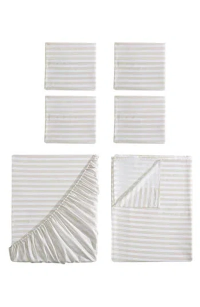 Vcny Home Sydney Ticking Stripe 6-piece Queen Sheet Set In White