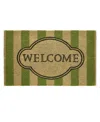Vcny Home Welcome Stripe Coir Outdoor Doormat, 18" X 30" In Green