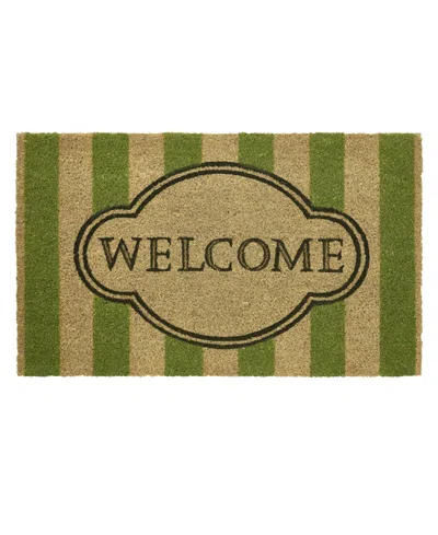 Vcny Home Welcome Stripe Coir Outdoor Doormat, 18" X 30" In Green