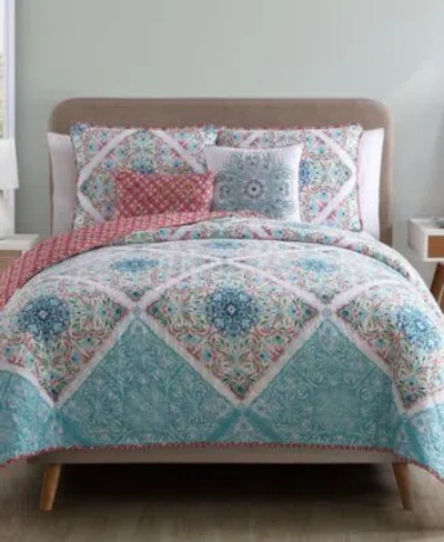 Vcny Home Windsor Reversible Quilt Sets In Aqua