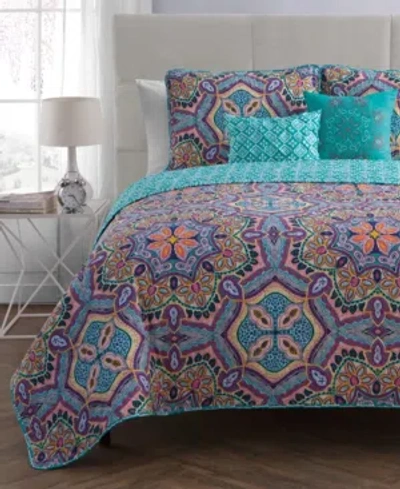 Vcny Home Yara Reversible 5-pc. Quilt Set, Full/queen In Aqua