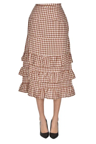 V.de.vinster. Vichy Print Skirt In Brown
