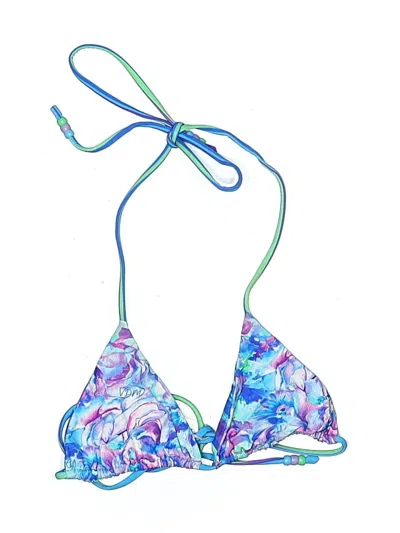 Pre-owned Vdm Swimsuit Top Blue Floral Pattern Swimwear