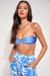 Vdm The Label Bailey Positano Blue Reversible Bandeau O-ring Bikini Top In Blue