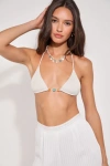 Vdm The Label Blair Beige Reversible Triangle Bikini Top In Beige