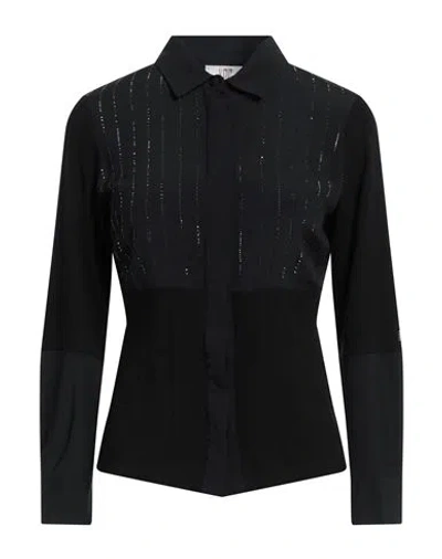 Vdp Collection Woman Shirt Black Size 6 Viscose, Elastane, Acetate, Silk