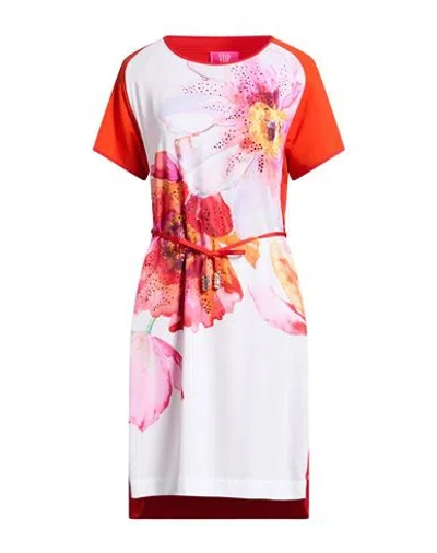 Vdp Via Delle Perle Club Woman Mini Dress Red Size 10 Acetate, Viscose In White